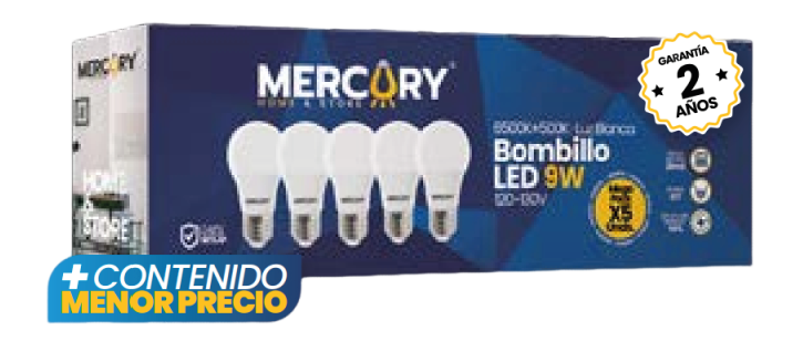 PROMO KIT X5 BOMBILLOS LED 9W E27/6500K
